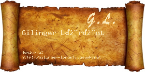 Gilinger Lóránt névjegykártya